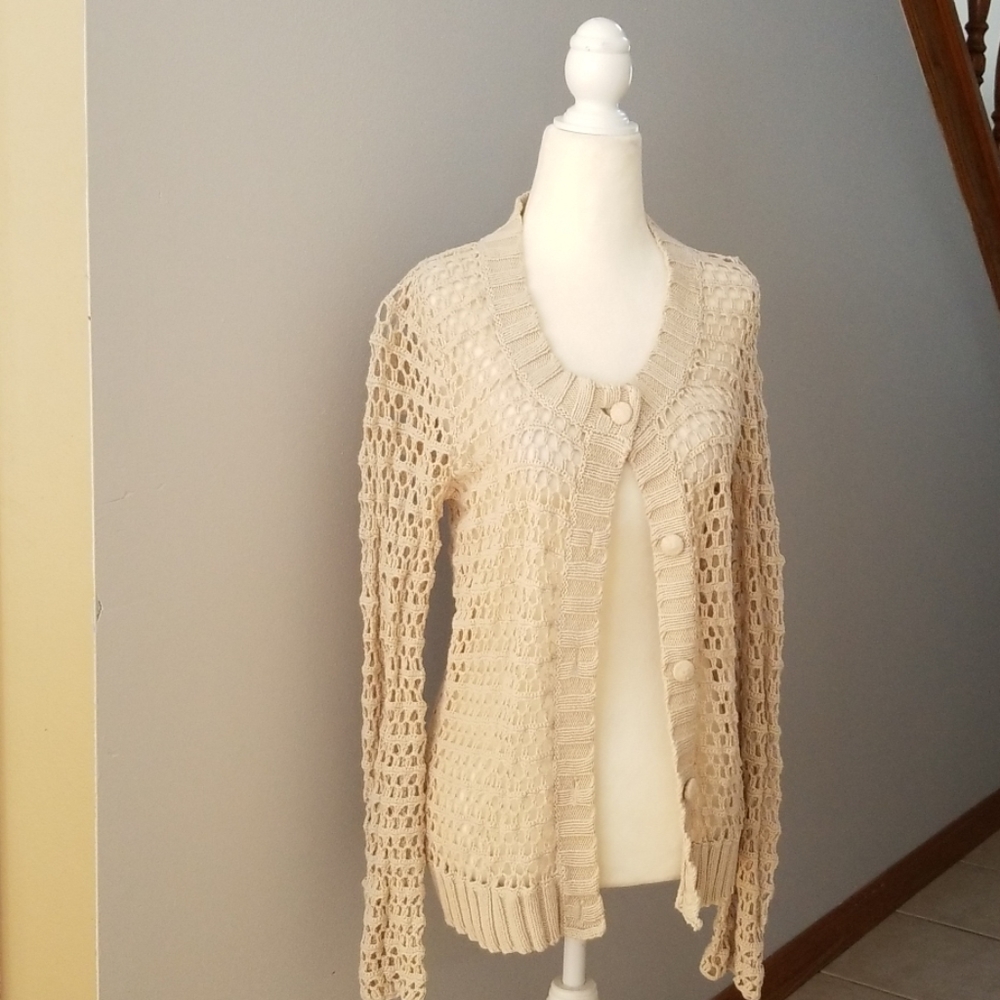 Openwork crocheted cardigan